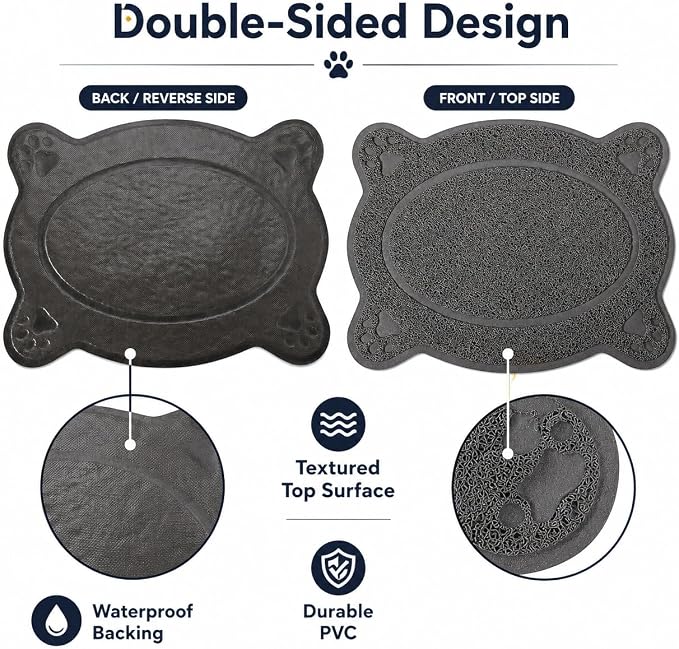 Bulk Buys Cat Litter Box Mat, Soft PVC Coil Mesh Litter Trapping Mat, Helps Control Scatter and Mess, Non-Slip Backing, Easy to Shake, Vacuum or Rinse Clean, 23 x 17 Inch, Gray Paw Design - Image 6
