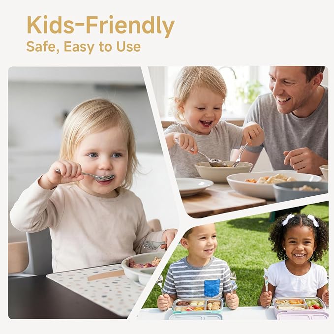 KINGSTONE 2 Pcs Kids Silverware with Case, Stainless Steel, Honey Bear | Large 18/10 Stainless Steel Fork & Spoon, Ergonomic, Lightweight, Self-Feeding Children Flatware for Travel & Home - Image 7