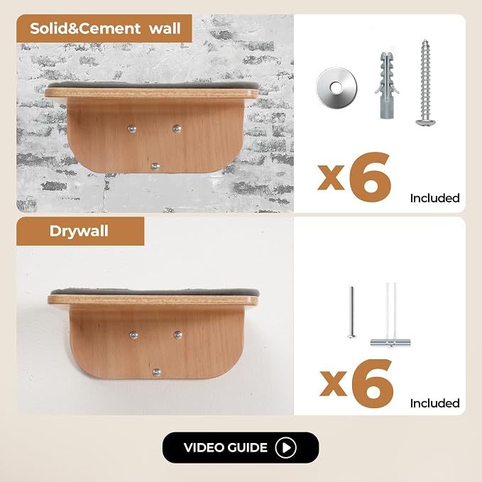 Cat Wall Shelves for Cat Wall Steps, Perch, Ladder, Wooden Floating Modern Mounted Space Saving Furniture with Scratching Cushion Removal Cover for Climbing, Jumping and Sleeping(Steps) - Image 6
