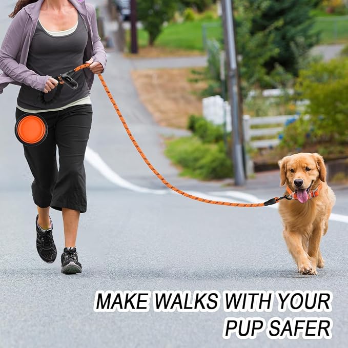 BARKBAY Dog Leashes for Large Dogs Heavy Duty Dog Leash 4/5/6 FT with Comfortable Padded Handle and Highly Reflective Threads for Medium Large Dogs Walking Training Running (6FT-1/2'',Orange) - Image 3
