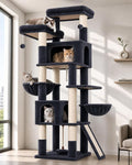 Globlazer 75in Tall Cat Tree Tower for Indoor Cats, F75B, Dark Grey | Large Cat Tree for Indoor Cats Large Adult, Multi-Level Cat Tower with 7 Scratching Posts, 2 Cat Condos, 2 Top Perches by Globlazer