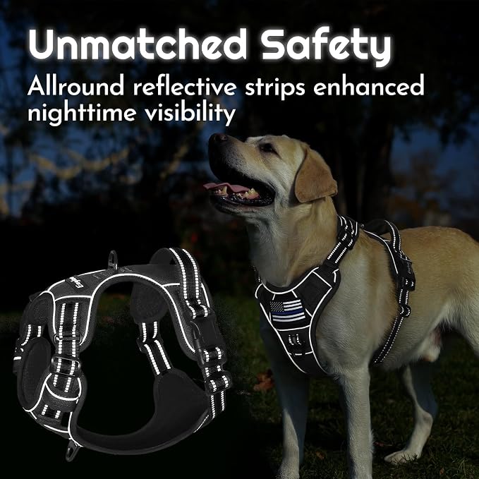 Eagloo Dog Harness No Pull for Large Dogs, Easy On & Off with 3 Buckles | No Choke with Front Clip, Adjustable Fit, MOLLE System, Reflective Vest, Easy Control for Walking, Black, Large - Image 8