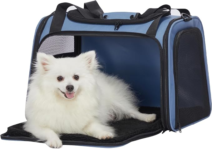 PETSFIT Dog Carrier for Small Dogs, Large, Blue | Soft-sided Pet Carrier, Safety leash included, For Pets Up to 25 Lbs by Petsfit