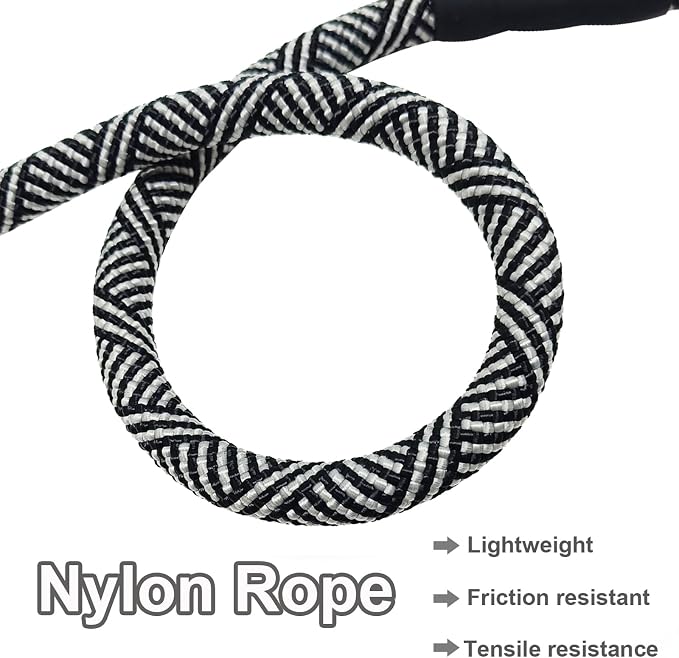 MayPaw Heavy Duty Rope Dog Leash, 3/4/6/7/8/10/12/15/20/30FT Nylon Pet Leash, Soft Padded Handle Thick Lead Leashes for Large Medium Dogs (Black, 1/2" * 3') - Image 4