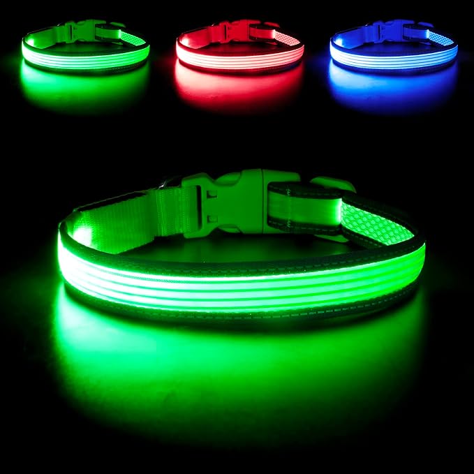 LED Dog Collar, Dog Light Up Collar,for Night Walking (Large, Green-2) | Full Adjustable,Waterproof,Nylon,Soft,Super Bright Light Collars for Small Medium and Large Dogs,USB C to Charge - Image 9