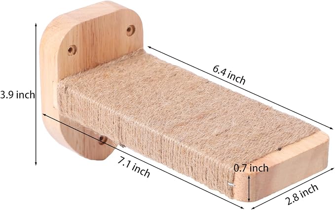 3pcs Cat Wall Steps, Climbing Mounted Furniture, Shelves With Hemp Rope Covered, Solid Wood Ladder for Playing and Climbing (Standard-Wood) - Image 2