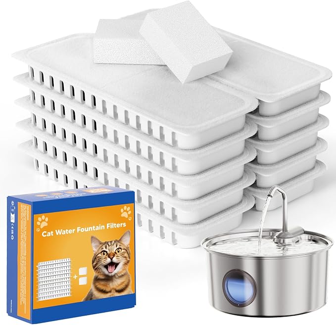Cat Water Fountain Stainless Steel - 108oz/3.2L Large Capacity Cat Fountain for Drinking, Ultra Quiet Metal Pet Water Fountain for Cats, Dogs, Multiple Pets by TOMXCUTE