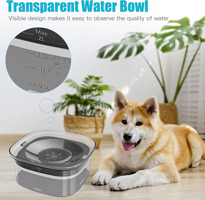 UPSKY 70oz Dog Water Bowl, No Spill Slow Drinking Feeder for Messy Drinker | Large Capacity, Spill Proof, Prevent Pet Prevents Choking, Anti-Slip, Visible Water Level, Suitable for Travel and Car Trips - Image 4
