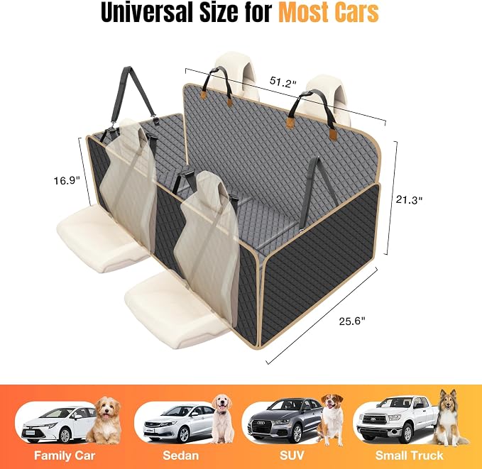 Dog Car Seat Cover for Back Seat, Hard Bottom Holds 420lbs Dog Hammock for Cars SUVs Trucks, Easy to Clean, Waterproof Scratch-Proof Nonslip Backseat Extender for Dogs 4 Panels - Image 4
