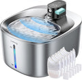 Cordless Cat Water Fountain, Battery Operated, 4L/135fl oz Stainless Steel Pet Water Fountain for Cats Dogs with Motion Sensor, Ultra Quiet Cat Drinking Fountain with 6 Filters (YPD-C004S) by FEELNEEDY