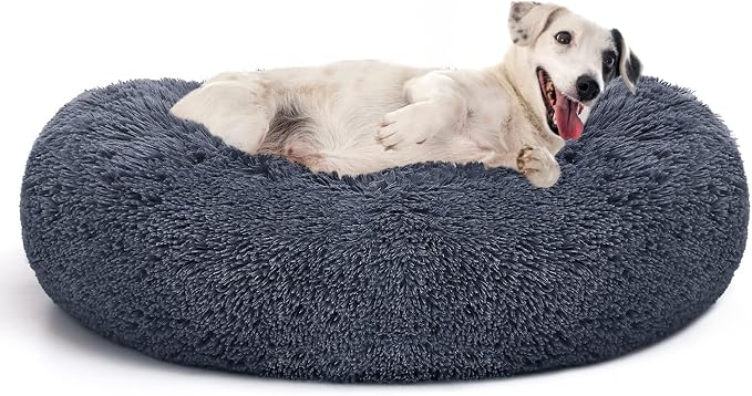 MIXJOY Orthopedic Dog Bed Comfortable Donut Cuddler Round Pet Beds Ultra Soft Washable Dog and Cat Cushion Bed (30'', Dark Gray) by MIXJOY