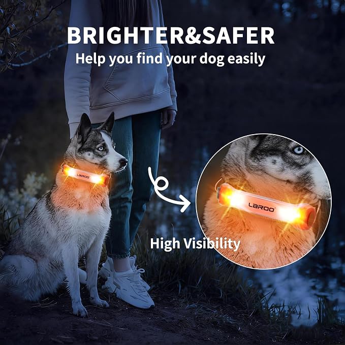 LaRoo LED Dog Collar Light - Glow Safety Light for Night Walking, Universal Fit for Collars/Leashes/Harnesses, Waterproof Pet Night Light for Dogs - Enhanced Visibility for Outdoor Safety - Image 3