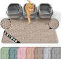 XL Cat Litter Mat, 37.5x25.2 Silicone Trapping Mat Beige | for Kitty Litter Box, Easy Clean, BPA Free Rubber, Center Litter Collection, Easy Pour-Back, Waterproof, Odor-Resistant by OHMO
