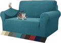 ZNSAYOTX 1 Piece Jacquard Couch Covers for 2 Cushion Couch High Stretch Loveseat Slipcover for Pets Dogs Anti Slip Love Seat Sofa Slipcover Furniture Protector (Loveseat, Peacock Blue) by ZNSAYOTX