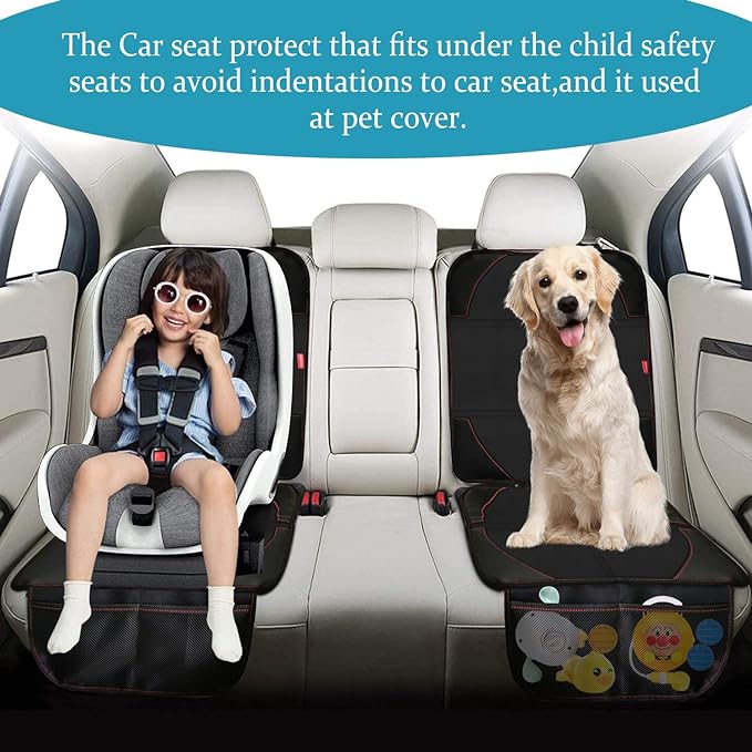 MORROLS Car Seat Protector, 2 Pack Carseat Protector with Thick Padding, Baby/Pets for Child Car Seat-Mesh Pockets-Waterproof-Universal Size(Black) - Image 4