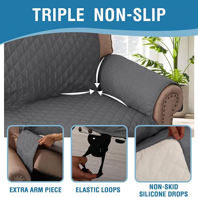 H.VERSAILTEX Loveseat Covers for 2 Cushion Couch Sofa Cover for Dogs 100% Waterproof Furniture Protector Cover with Elastic Straps for Pet Cat(Loveseat, Rocket Gray) - Image 7