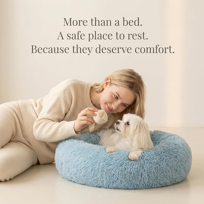 nononfish Soft Round Dog Bed for Small Dogs,Calming Plush Pet Bed | Soft round calming bed for comfortable pet rest. - Image 8