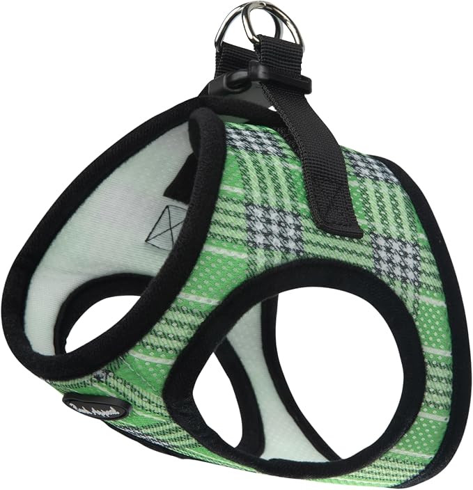 Bark Appeal Green Plaid Step-in Dog Harness for Medium to Large Sized Pets – Updated Sizing, Re-Measuring is Essential – Soft Vest Harness – Anti-Choke with Adjustable Strap & Heavy Duty Clip – L by BarkAppeal