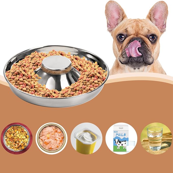 SOUJOY 2 Pack Stainless Steel Puppy Bowls, Pet Slow Feeder Bowls, Non-Skid Dog Food and Water Bowl, Feeding Weaning for Small Medium Large Dogs, Cat, Pets, Multiple Puppies - Image 5