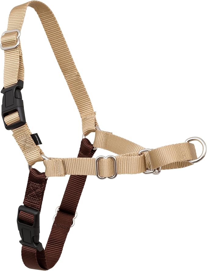 PetSafe Easy Walk Harness, No Pull Dog Harness, Fawn, Medium | Patented Martingale Loop Gives Gradual Shoulder Pressure to Stop Pulling, Front-Chest Leash Clip Prevents Gagging by PetSafe