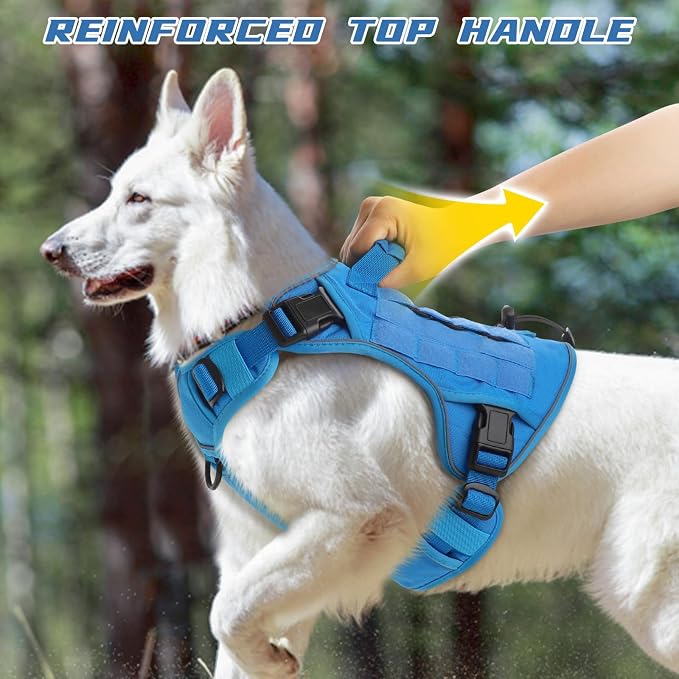 WINGOIN Blue Tactical Dog Harness for Large Dogs,No Pull Dog Harness | with Handle,Adjustable Reflective,Military K9 Style,Big Size Dog Vest,for German Shepherd,for Walking Training Hunting - Image 3