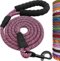 MayPaw 8ft Rope Dog Leash for Large Medium Dogs Soft Handle Dog Lead | 1/2-In Thick Lead, Soft Padded Handle Strong Nylon Pet Leash, 15+ Colors (1/2" * 8', Pink Black) by MayPaw