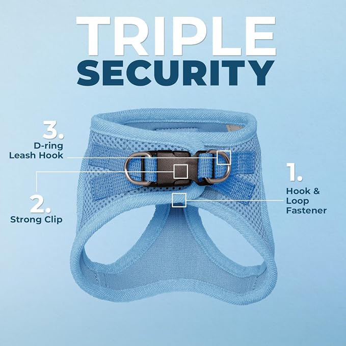 Voyager Step-in Air Cat Harness & Leash Set - Baby Blue, M | 15 - 17" in Chest, Reflective Bands, All Weather Breathable Air Mesh, Cats Compatible, Fast Drying - Image 5