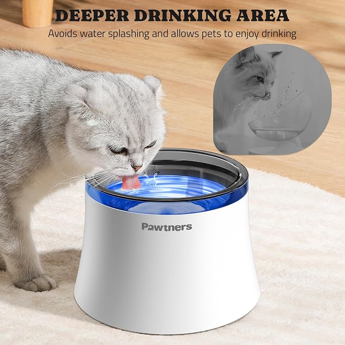 Pawtners 1 Gal/3.5L Dog Water Fountain, Automatic Dog Water Bowl Dispenser | Vortex Flow filter, Automatic Pet Water Fountain for Large Dogs Inside, Deep Drinking Area and Quiet Pump, 6.7" H - Image 4