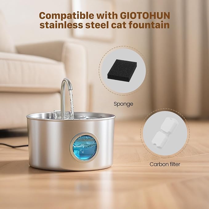 GIOTOHUN Pet Fountain Filter Replacement: 50 Cat Water Fountain Filter - 50 Pet Water Fountains Filters - 25 Filters & 25 Sponges - Suitable for ATMZIQXR GIOTOHUN KOOGMOON UMOCUOY IHOUONE HOOISE - Image 5
