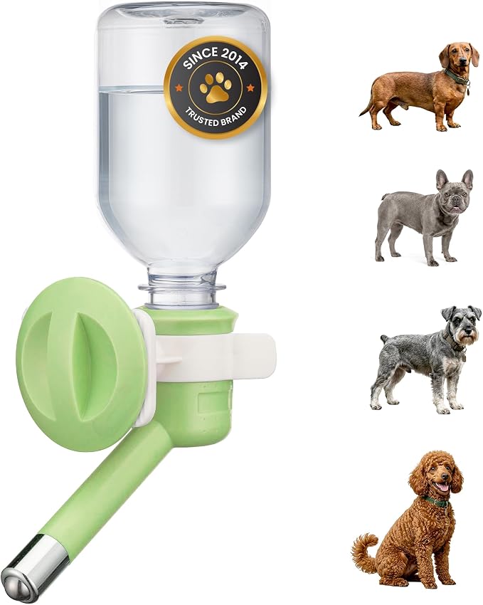 Choco Nose No-Drip Water Bottle for Small Dogs & Cats (10–25 lb) - Leak-Proof Patented 16mm Nozzle Helps Prevent Mess & Spills, BPA Free, Easy to Install Cage & Crate Mount Feeder, 10.2 fl oz (C590) by ChocoNosePetSupplyWeLovePetsLikeYouDo