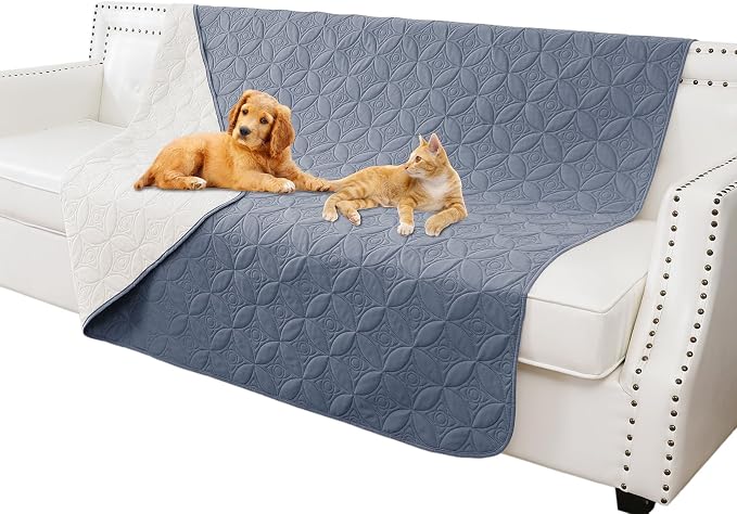 Waterproof Couch Cover for Dogs - Washable Pets Furniture Protector | TPU Leak-Proof Liner, Lightweight & Reversible, Fits Chair, Sofa, Bed, 52" x 82" , Blue/Cream by TuffeelHome
