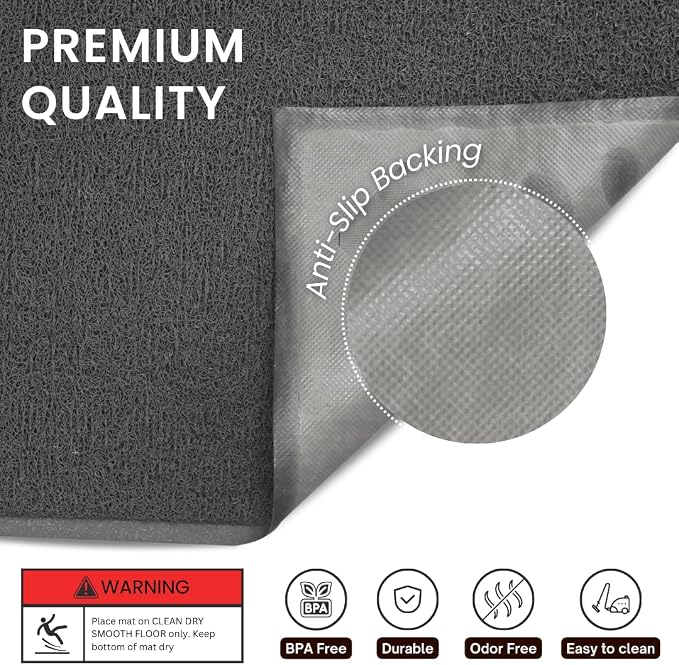 Andalus Large Cat Litter Mat, Pack of 2 - Waterproof, Non-Slip & Easy to Clean Cat Litter Box Mat for Extra Efficient Pet Litter-Trapping, Grey (30” X 18”) - Image 2