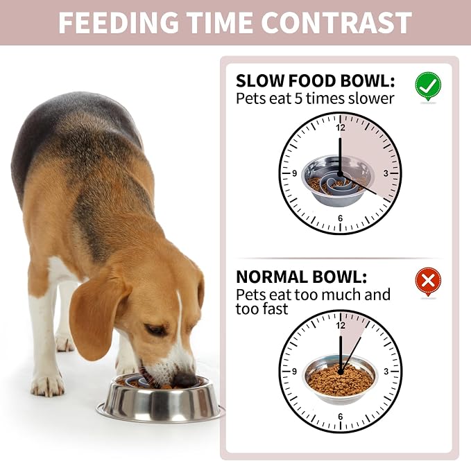Slow Feeder Dog Bowls Insert, Bestalk Soft Silicone Slow Eating Feeder Insert with Suction Cups for Small, Medium and Large Dogs, Fit into Basic and Elevated Dog Bowls, Grey - Image 2