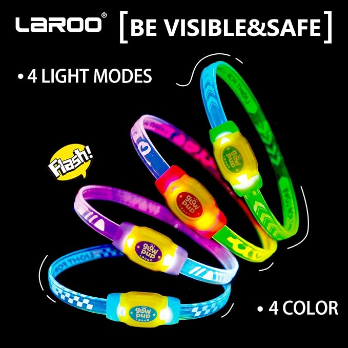 LaRoo LED Light Up Dog Collar, Multi-Color Glowing Safety Pet Collar, Rechargeable Night Visibility Collar, Pet Safety Collar Makes Your Beloved Dogs Be Seen at Night for Small Medium Dogs(Blue) - Image 3