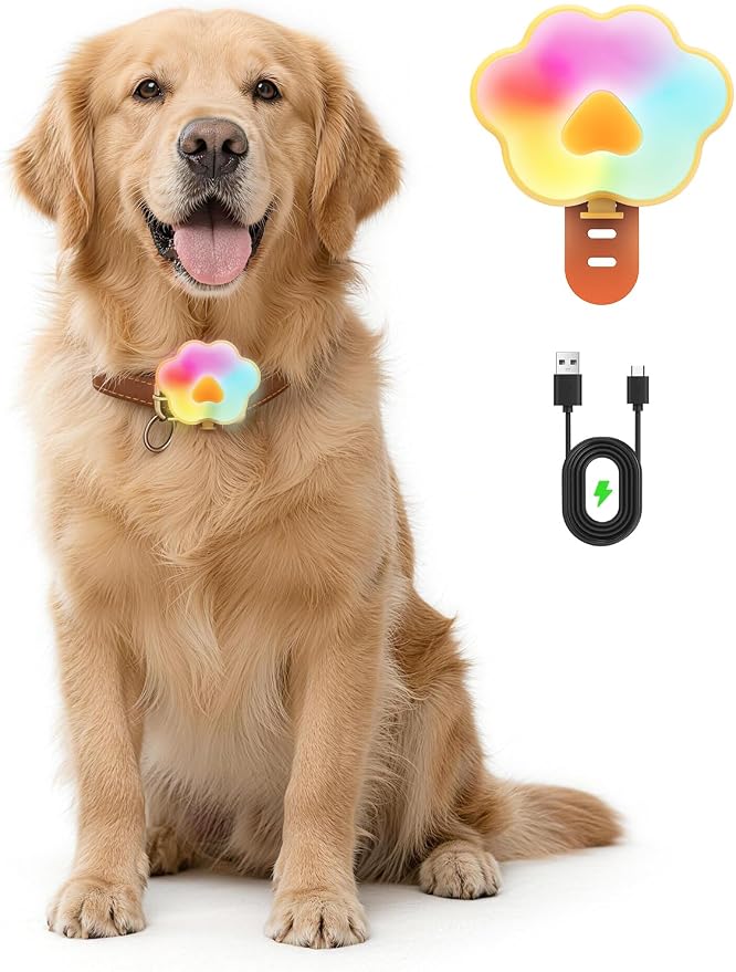 Lekereise Light up Dog Collar - Dog Collar Lights for Night Walking - Dog Collar Lights Clip on - Waterproof Rechargeable Clip-On Design, 17-Hour Battery Life by Lekereise