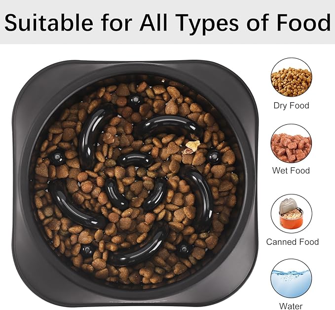 MateeyLife 1-Pack Slow Feeder Dog Bowls, 2 Cups, Dog Puzzle Feeder Bowl | Food-contact safe, dishwasher safe, non-slip base, maze design, for fast eaters, for dogs and cats, daily mealtimes - Image 6