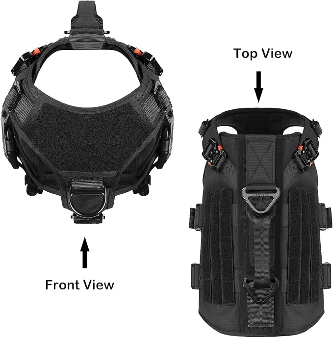 ICEFANG No Pull Tactical Dog Harness for Medium Dogs,Adjustable Dog Vest | Control Handle,MOLLE Panel,Front Hook,3 Leash Clips,Soft Padded,for walking training,Black,Medium - Image 3