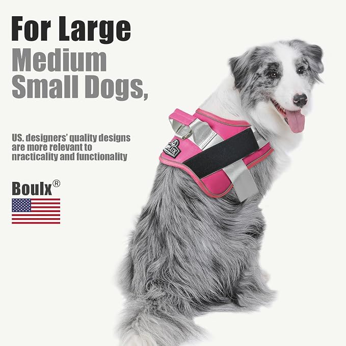 Dog Harness, No-Pull Reflective Dog Vest, Breathable Adjustable Pet Harness with Handle for Outdoor Walking - No More Pulling, Tugging or Choking (Fuchsia, X-Large (Pack of 1)) - Image 4