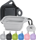 Pecute 2 Pack Foldable Travel Dog Bowls, Portable Silicone, Grey/Dark Grey | Food-Grade Silicone, BPA Free, with Carabiner Clip for Hiking, Durable & High Quality, Dishwasher Safe, 15oz Per Bowl by pecute