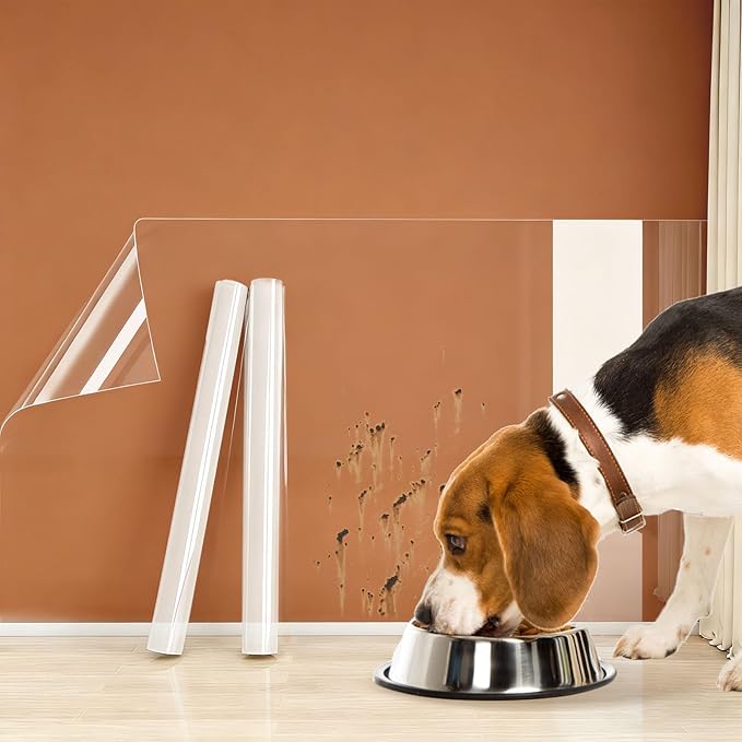 Clear Electrostatic Wall Protector, Static Protective Film, Adhesive-Free, No Residue Protection for Behind Trash Cans, Against Dog Scratches, Furniture, Doors, Splashes and Stains (15.78in*9.84ft) by Unknown