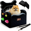 Yara’s Woofyverse Dog Car Booster Seat, Small & Medium Dogs, Midnight Ash | Fur-Lined Headrest, Adjustable Cushions, 6-Pocket Storage, Machine-Washable Cover, Portable Pet Car Seat Front/Back Travel by Unknown