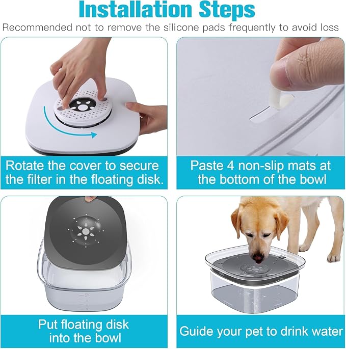 UPSKY 4L Dog Water Bowl No Spill Large Capacity Slow Drinking Water Feeder | Splash Proof, Prevent Pet Prevents Choking, Anti-Slip, Visible Water Level, Suitable for Vehicle Carried Travel and Car Trips - Image 8