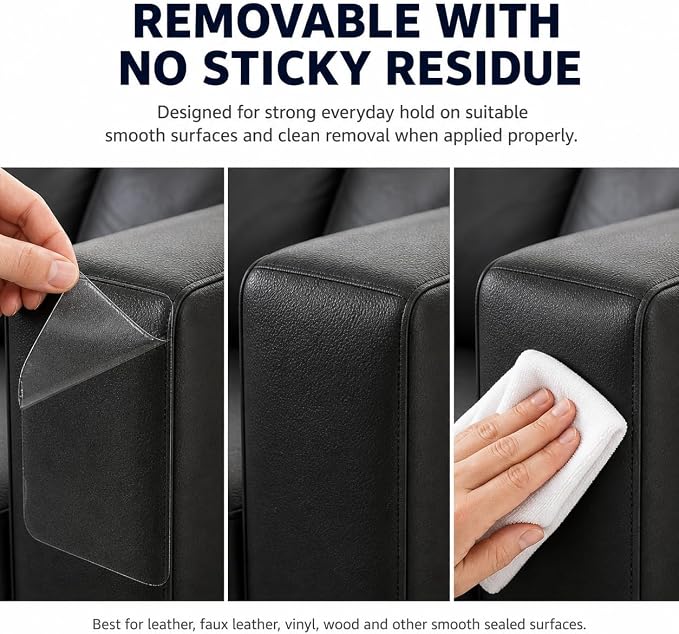 Cat Scratch Furniture Protector for Leather Couch, Clear Self Adhesive Cat Scratch Tape, Removable No Residue Couch Protector from Cats for Sofa Corners, Walls, Doors, 197 x 11.8 in - Image 4
