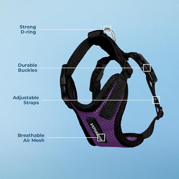 Voyager Step-in Lock Dog Harness - Purple/Black Trim, X-Large | 23 - 28" in Chest, Adjustable, Breathable Air Mesh, Lightweight for Daily Walks, Strong Clips, Heavy Duty D-Ring - Image 4