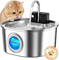 Voluas Stainless Steel Cat Water Fountain, Wireless, 108oz/3.2L, 1 Filter | Cordless Design, Ultra-Quiet Pump, Easy to Clean, BPA-Free by Voluas