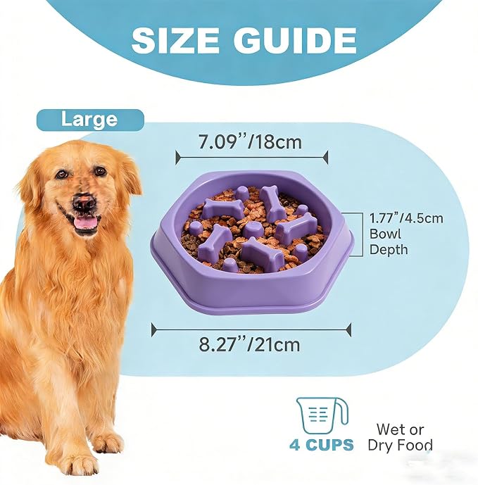 Slow Feeder Dog Bowls Anti Gulping Reduces Gastric Burden Prevents Bloat and Digestive Issues Safe Durable Material Easy to Clean Puppy Slow Feeder Bowl for Healthy Eating Excess Energy Management - Image 3