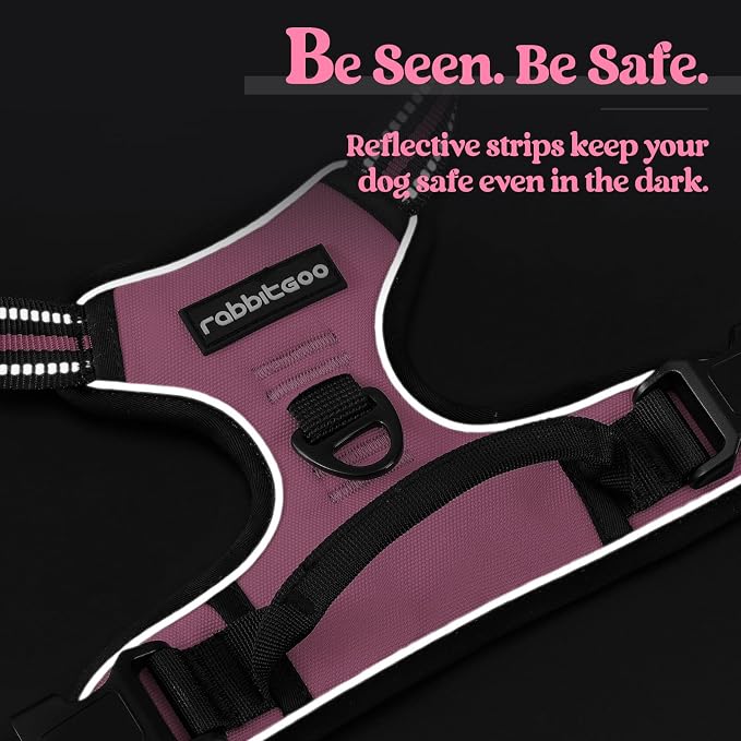 rabbitgoo Dog Harness, No Pull Medium Sized with 2 Leash Clips, Pet Vest | No Choke with Handle, Adjustable Soft Padded, Reflective, Easy Control for Walking, Pink, Medium - Image 7