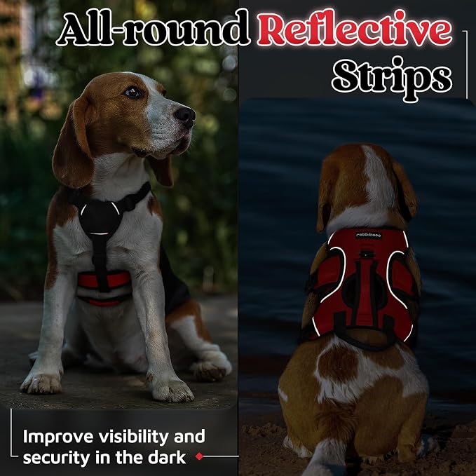 rabbitgoo Escape Proof Dog Harness for Small, No Pull with Lift Handle | No Escape, Full Soft Padded, Reflective Adjustable Vest, Leash Clip for Walking Hiking Training, Red, Small - Image 8