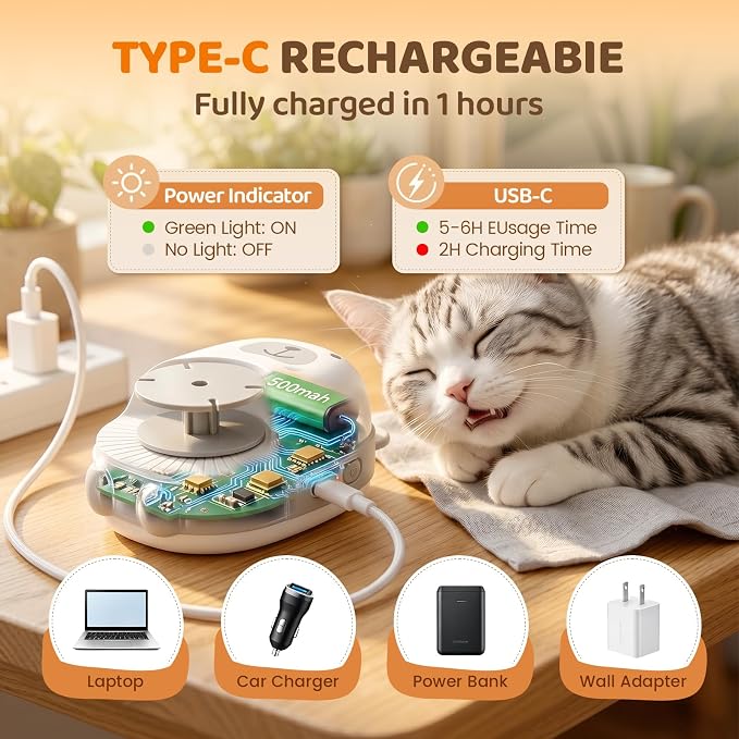 Interactive Cat Toys for Indoor Cats, Automatic Rechargeable Hanging Feather Wand with Flying Motion, 4 Packs Replaceable Accessories, Exercise Enrichment Toy for Cats, Long-Lasting USB Charging - Image 6