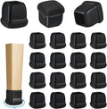 16 Pack Chair Leg Floor Protectors for Hardwood Floors, Square Rubber Furniture Sliders, 360°Felt Pad Bottom Wrapped Thickening Silicone Furniture Legs Caps Covers(Square,Black-M) by Yarehand